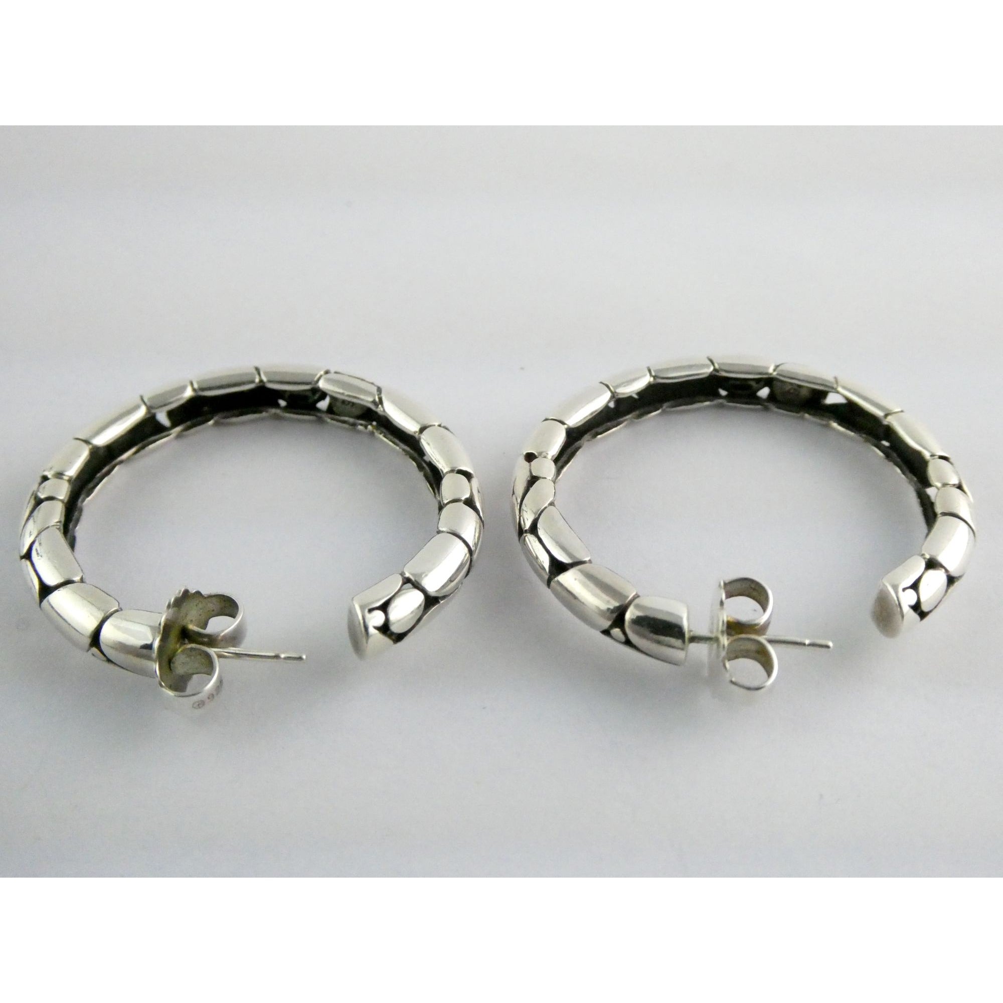 John Hardy Kali Sterling Silver Pebbled Design Hoop Earrings 925 39mm 15.9g