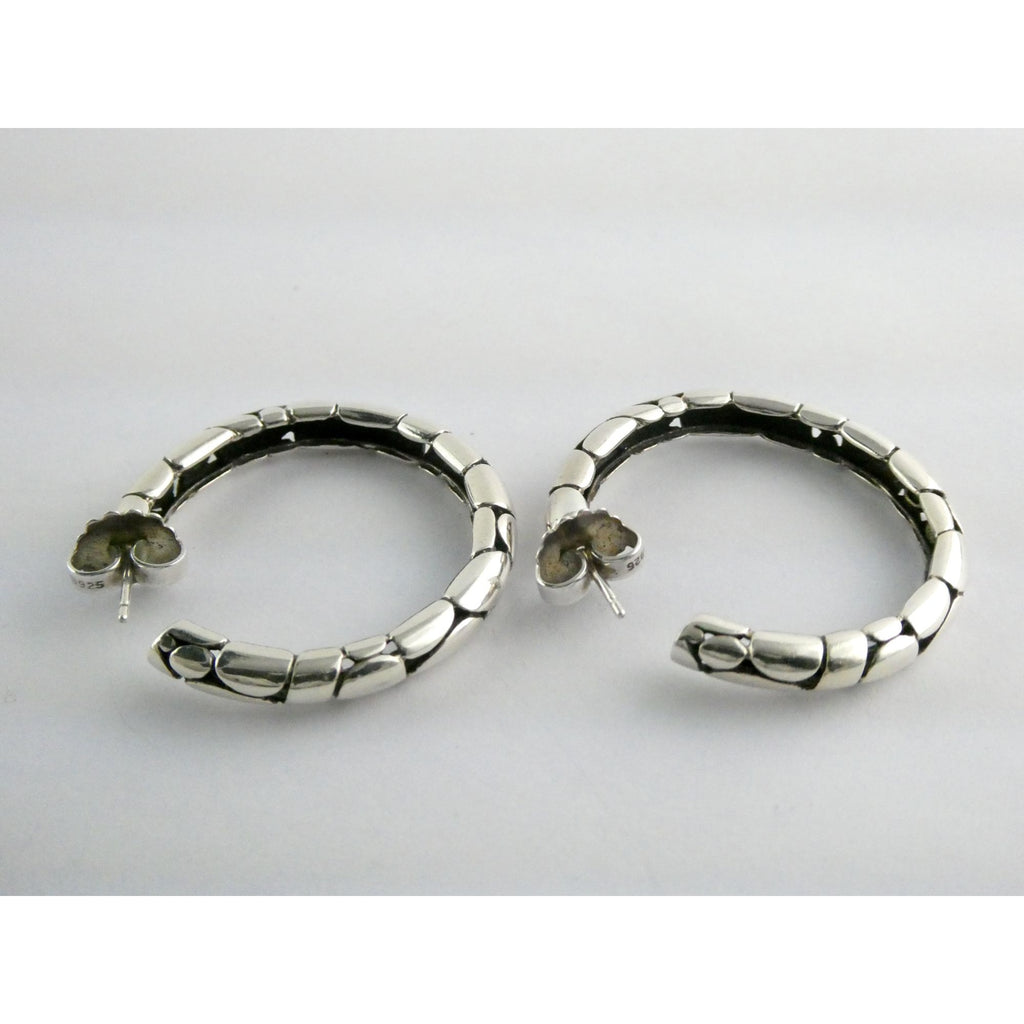 John Hardy Kali Sterling Silver Pebbled Design Hoop Earrings 925 39mm 15.9g
