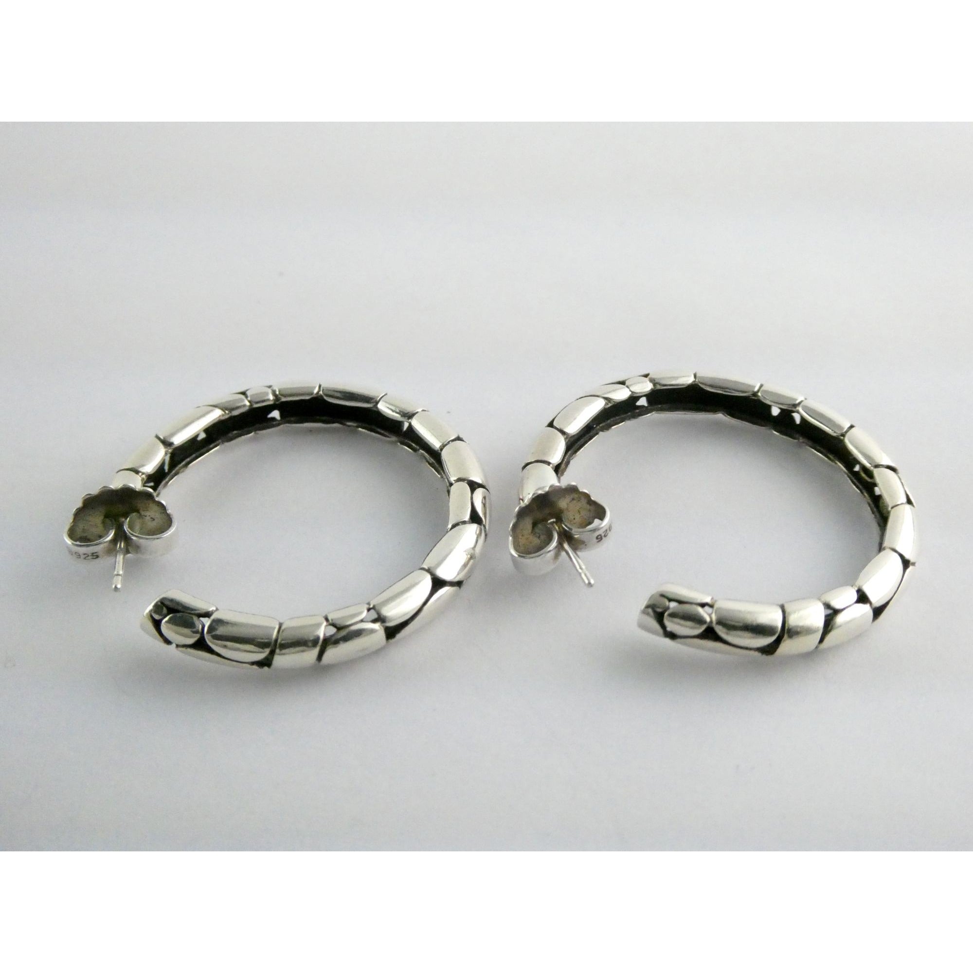 John Hardy Kali Sterling Silver Pebbled Design Hoop Earrings 925 39mm 15.9g