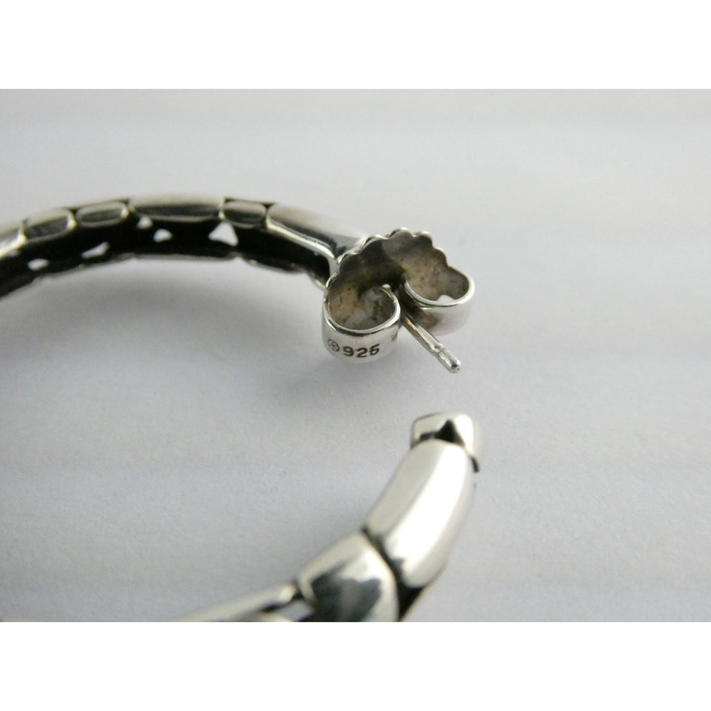John Hardy Kali Sterling Silver Pebbled Design Hoop Earrings 925 39mm 15.9g