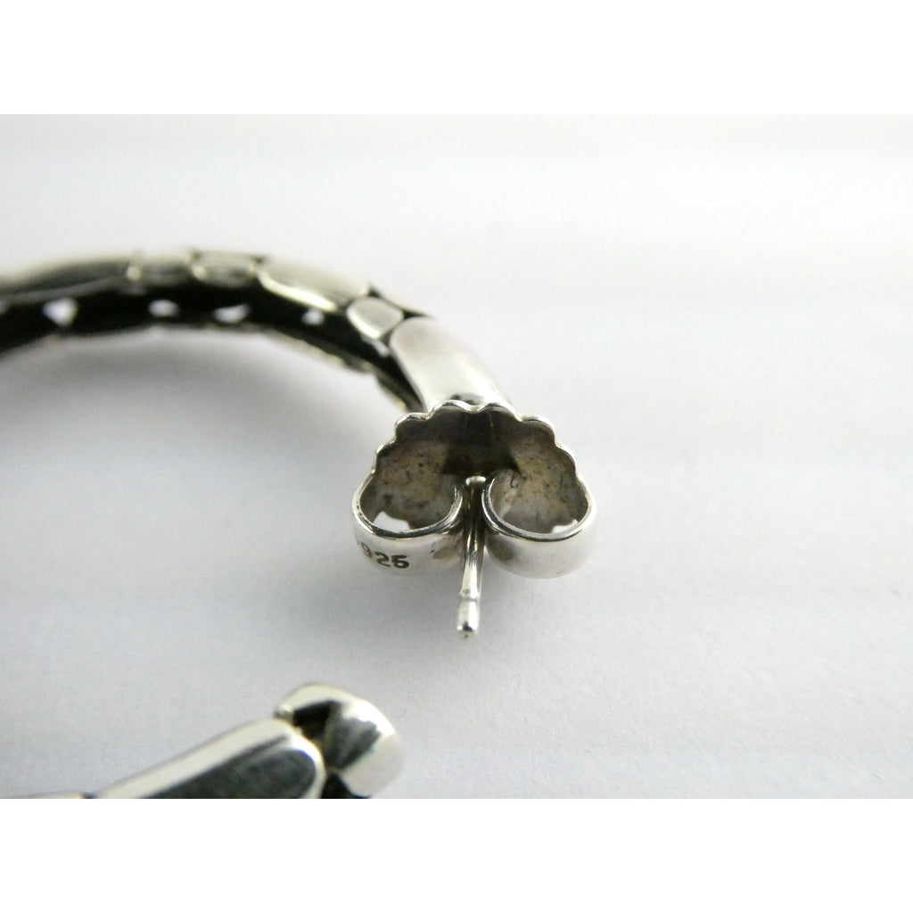 John Hardy Kali Sterling Silver Pebbled Design Hoop Earrings 925 39mm 15.9g