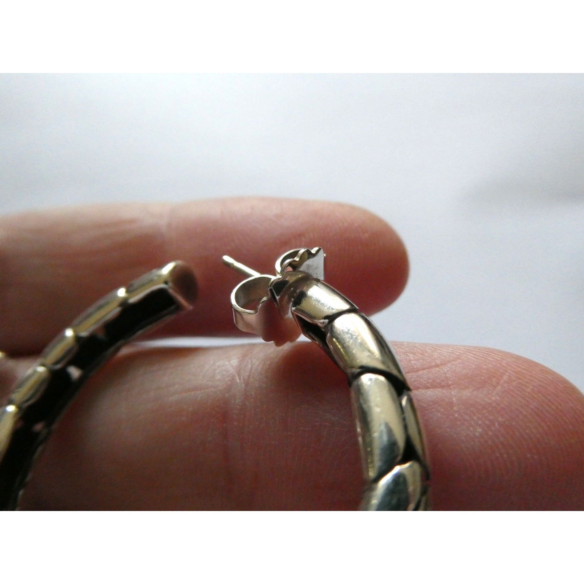 John Hardy Kali Sterling Silver Pebbled Design Hoop Earrings 925 39mm 15.9g