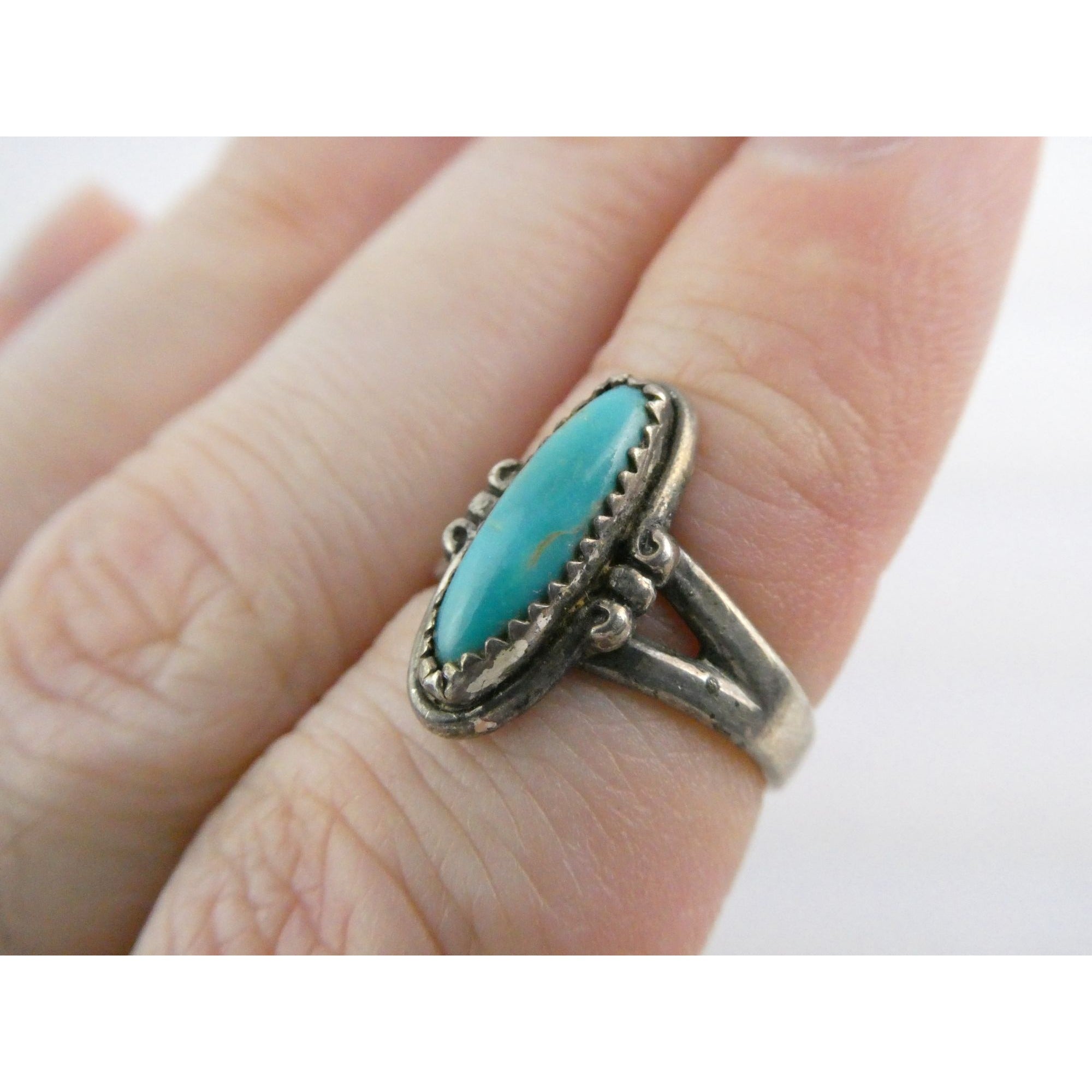 Vintage Bell Trading Post Sterling Silver Turquoise Cabochon Ring Size 5.5 3g