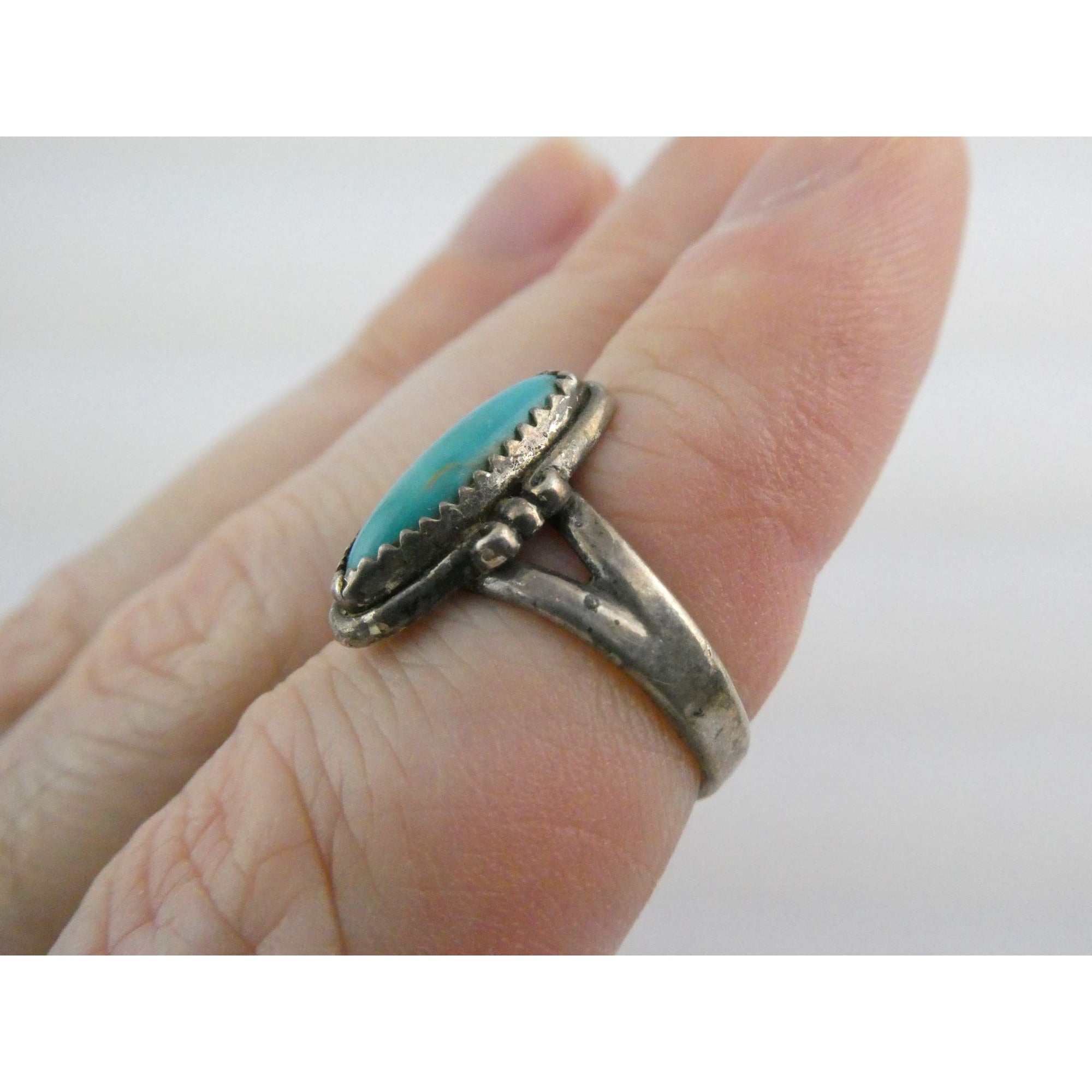 Vintage Bell Trading Post Sterling Silver Turquoise Cabochon Ring Size 5.5 3g