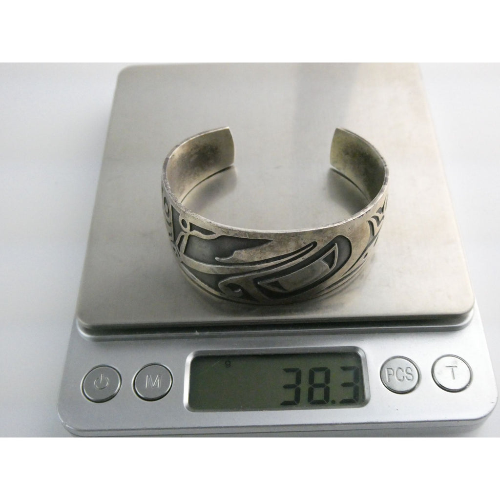Pacific Northwest Native D Dennis MAG Metal Arts Sterling Silver Cuff Bracelet