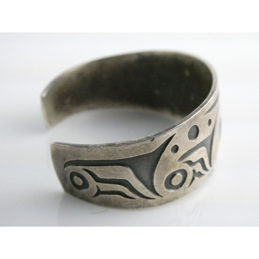 Pacific Northwest Native D Dennis MAG Metal Arts Sterling Silver Cuff Bracelet