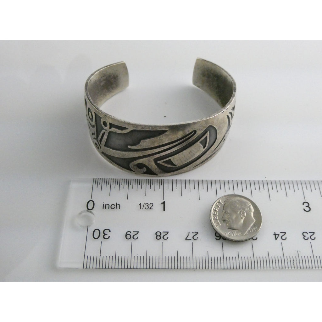 Pacific Northwest Native D Dennis MAG Metal Arts Sterling Silver Cuff Bracelet