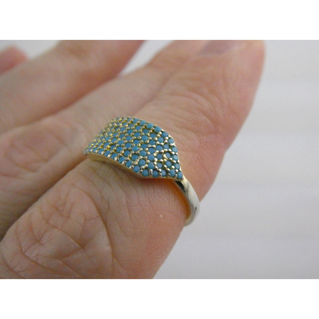 Native Gem Sterling Silver Turquoise Array Ring 925 Size 6 Weighs 2.6g