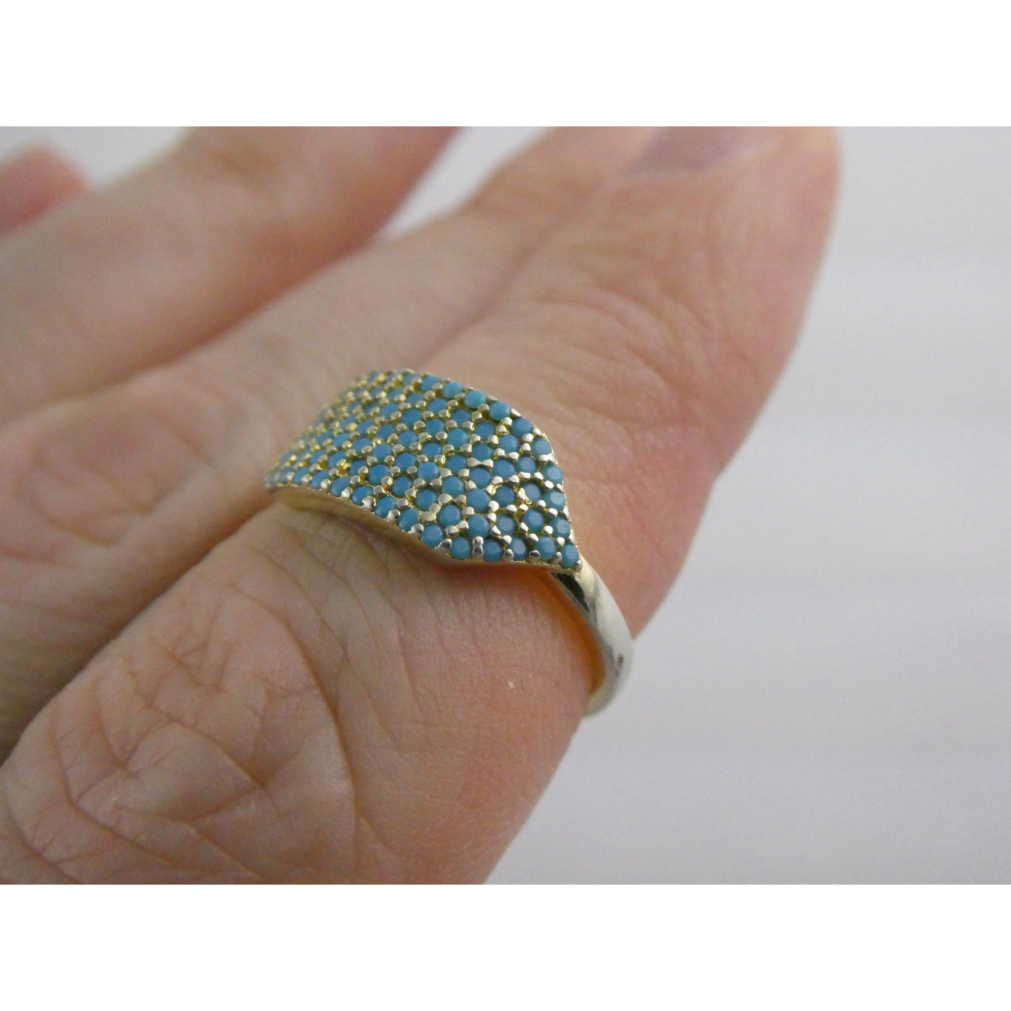 Native Gem Sterling Silver Turquoise Array Ring 925 Size 6 Weighs 2.6g