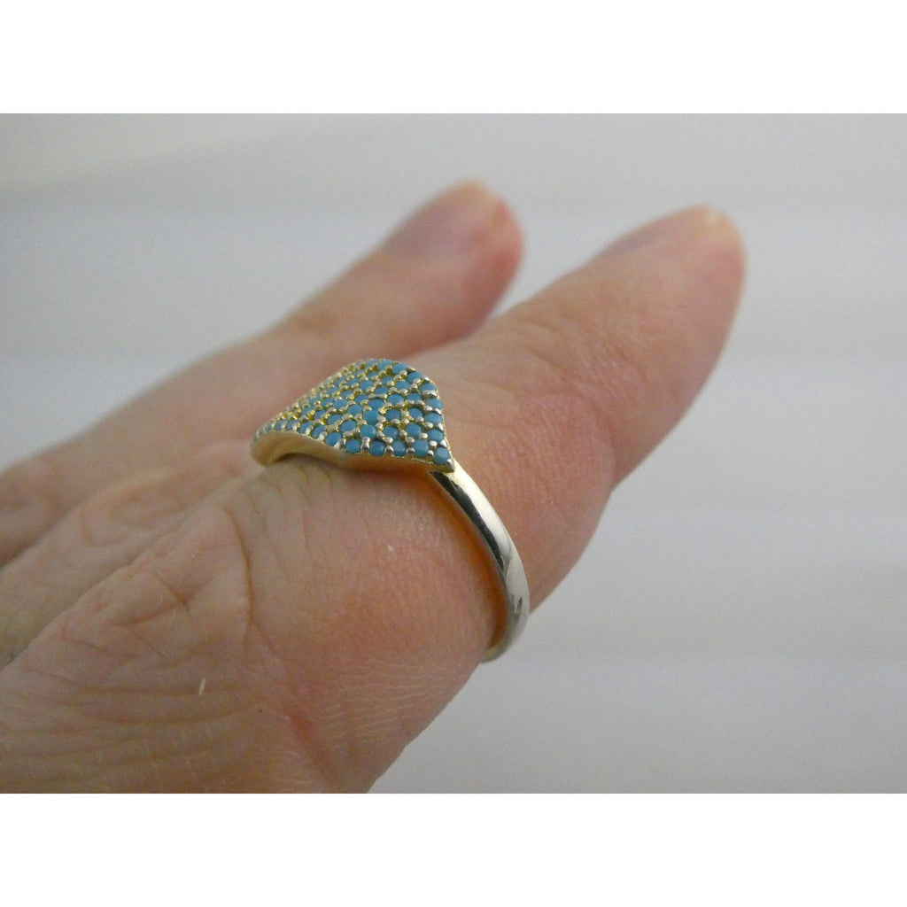 Native Gem Sterling Silver Turquoise Array Ring 925 Size 6 Weighs 2.6g