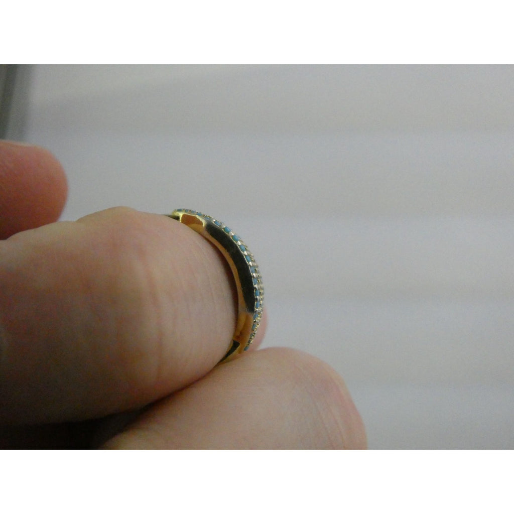 Native Gem Sterling Silver Turquoise Array Ring 925 Size 6 Weighs 2.6g