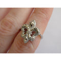 EA Designer Sterling Silver Natural Diamond Accent Fleur De Lis Ring Size 7.75