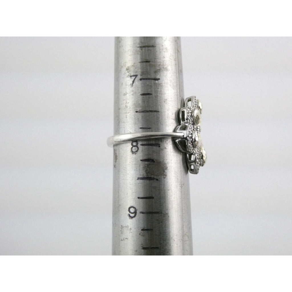 EA Designer Sterling Silver Natural Diamond Accent Fleur De Lis Ring Size 7.75