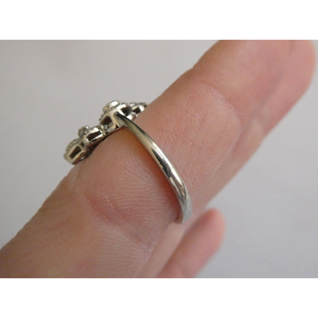 EA Designer Sterling Silver Natural Diamond Accent Fleur De Lis Ring Size 7.75