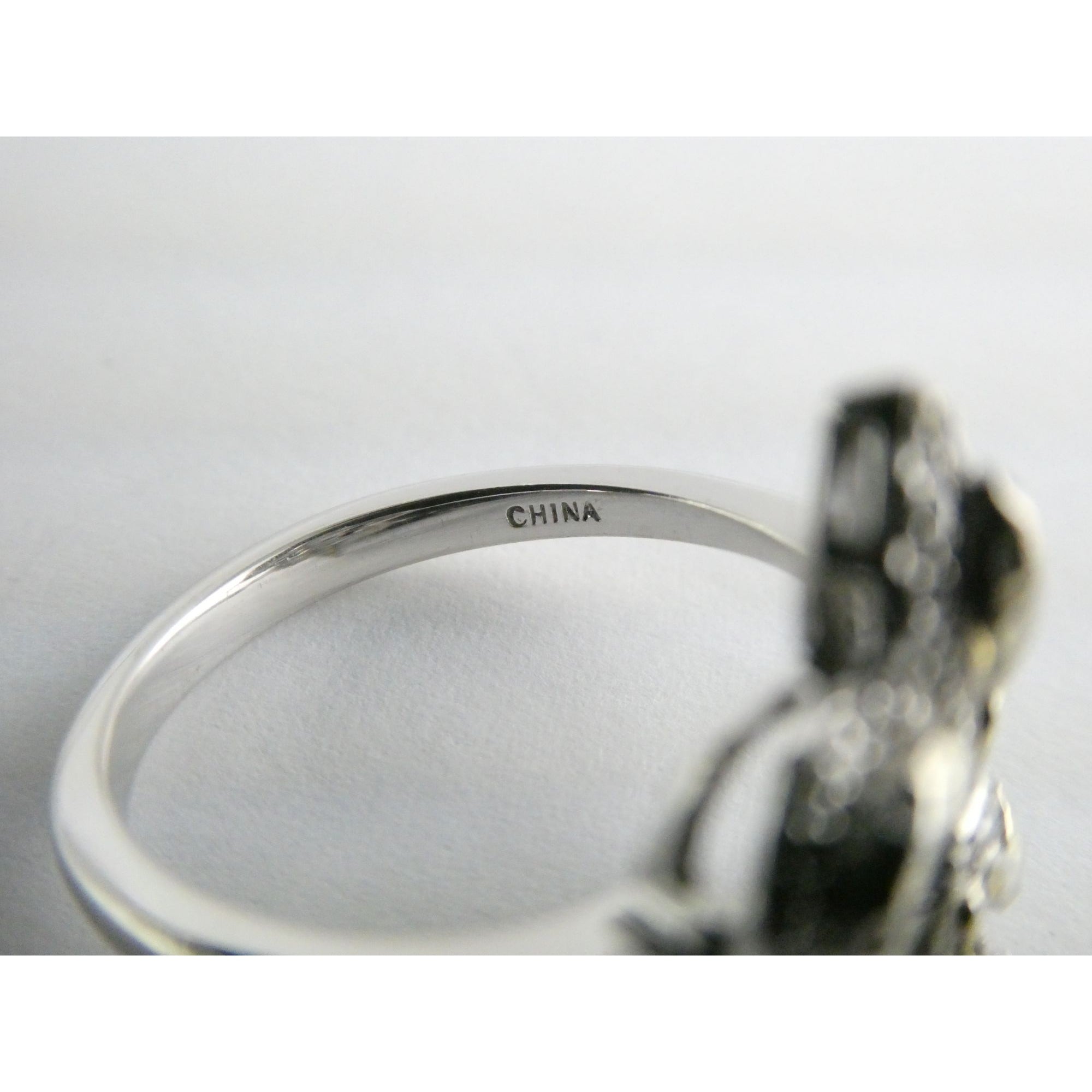 EA Designer Sterling Silver Natural Diamond Accent Fleur De Lis Ring Size 7.75