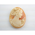 Vintage Loose Carved Carnelian Shell Cameo Woman Facing Right 29mm x 22mm 3.3g