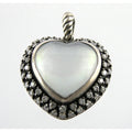 David Yurman Sterling Silver Mother of Pearl Heart Natural Diamond Halo Pendant
