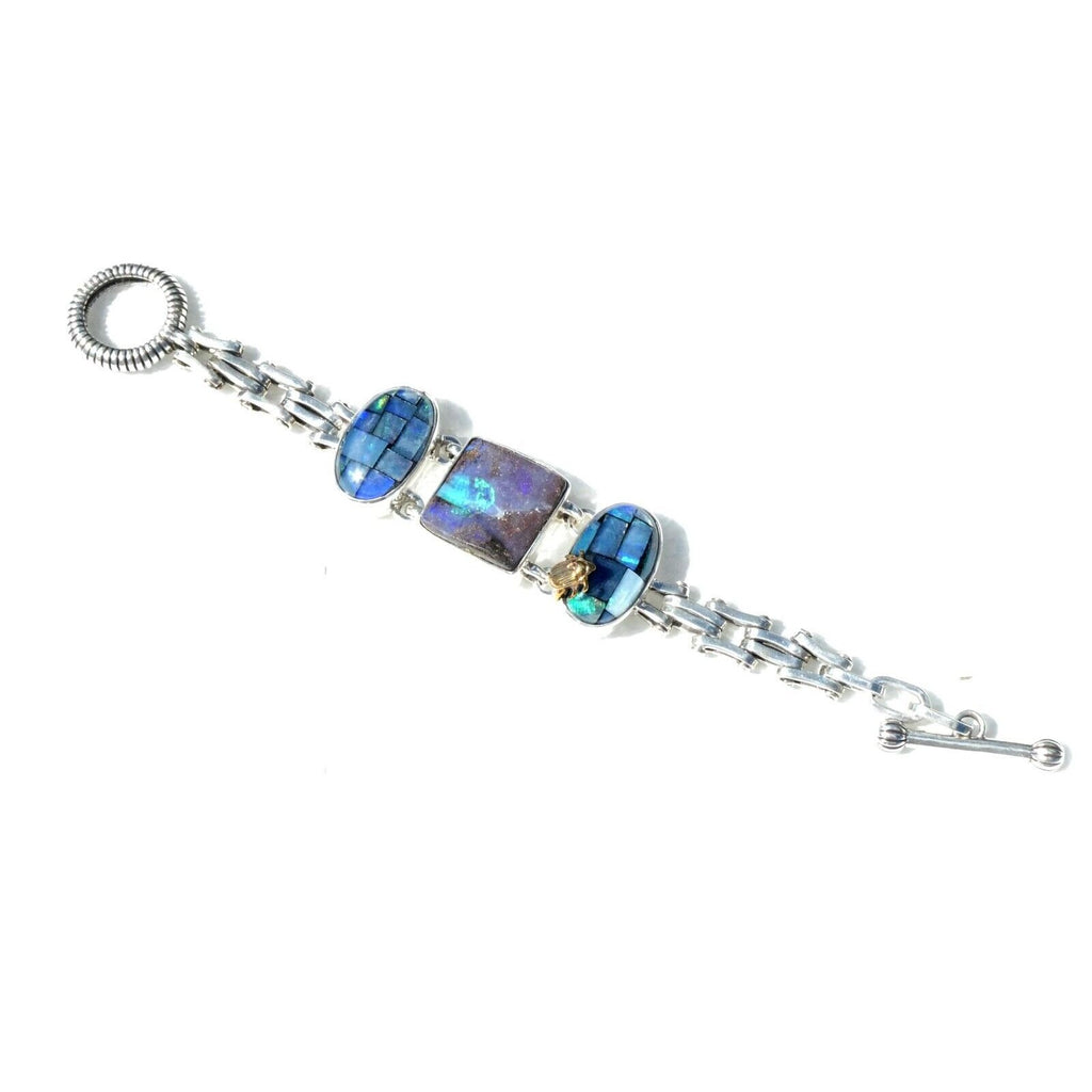 Stephen Dweck One of a Kind Sterling Silver Opal Bracelet 9898 30 6.75 Inch 925