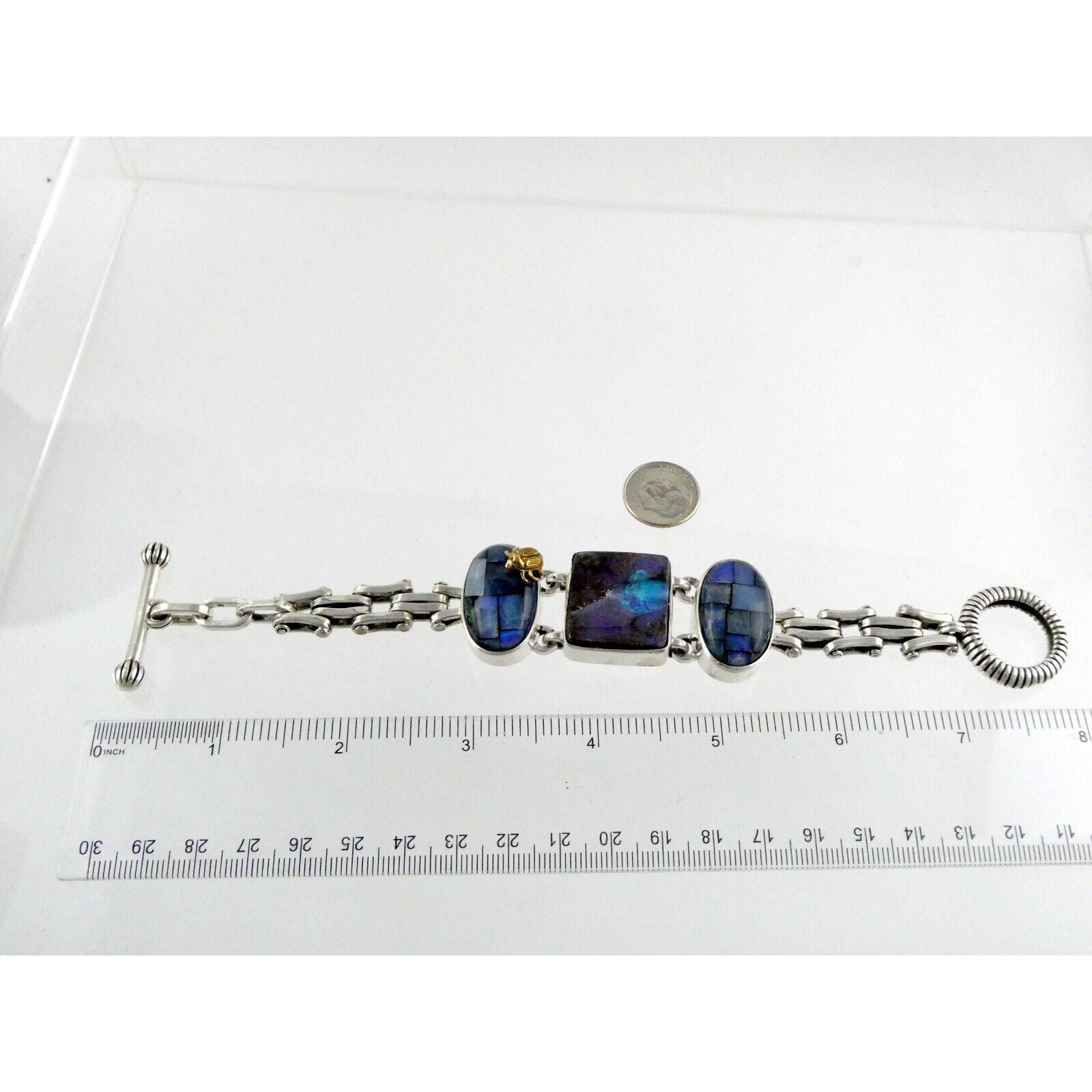 Stephen Dweck One of a Kind Sterling Silver Opal Bracelet 9898 30 6.75 Inch 925