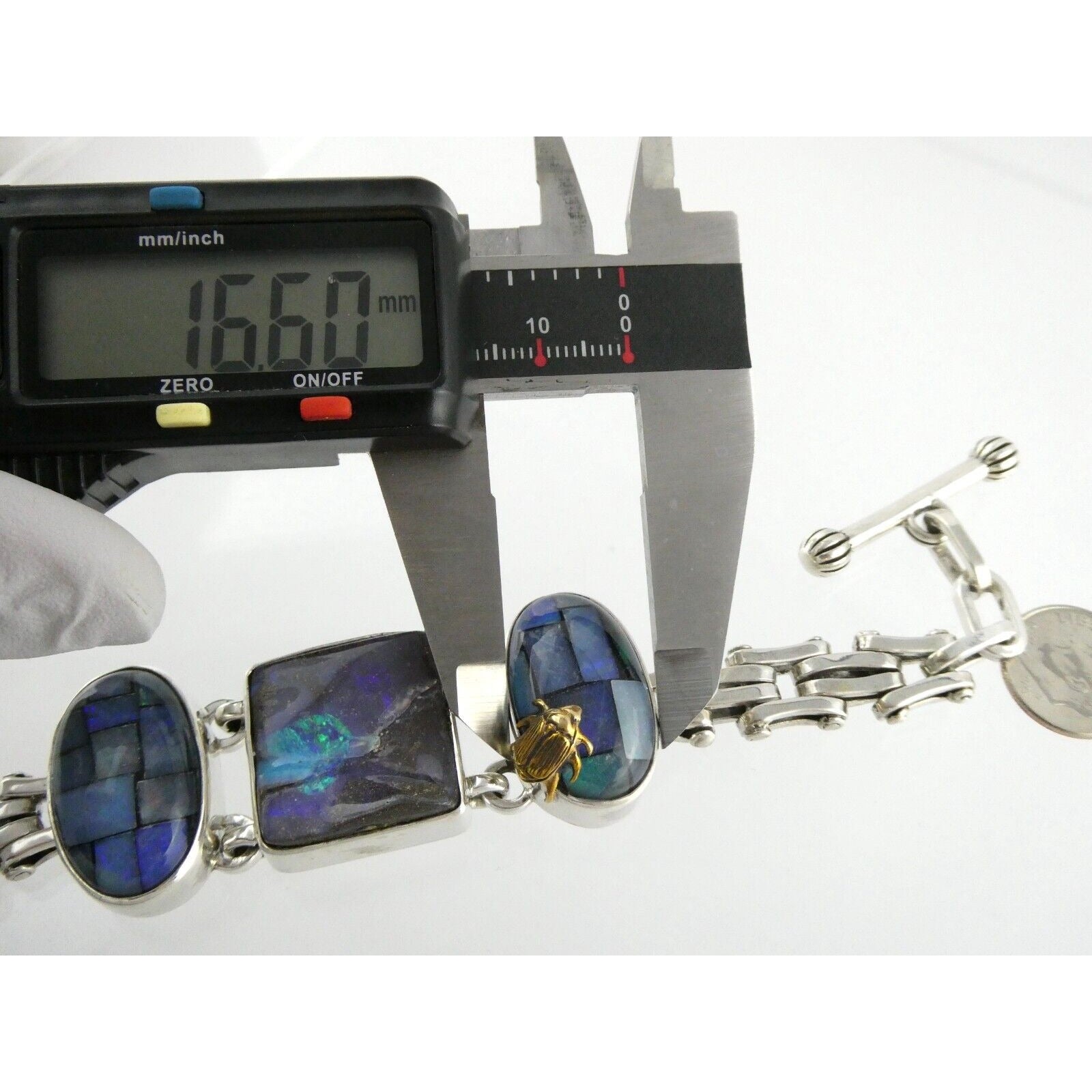 Stephen Dweck One of a Kind Sterling Silver Opal Bracelet 9898 30 6.75 Inch 925
