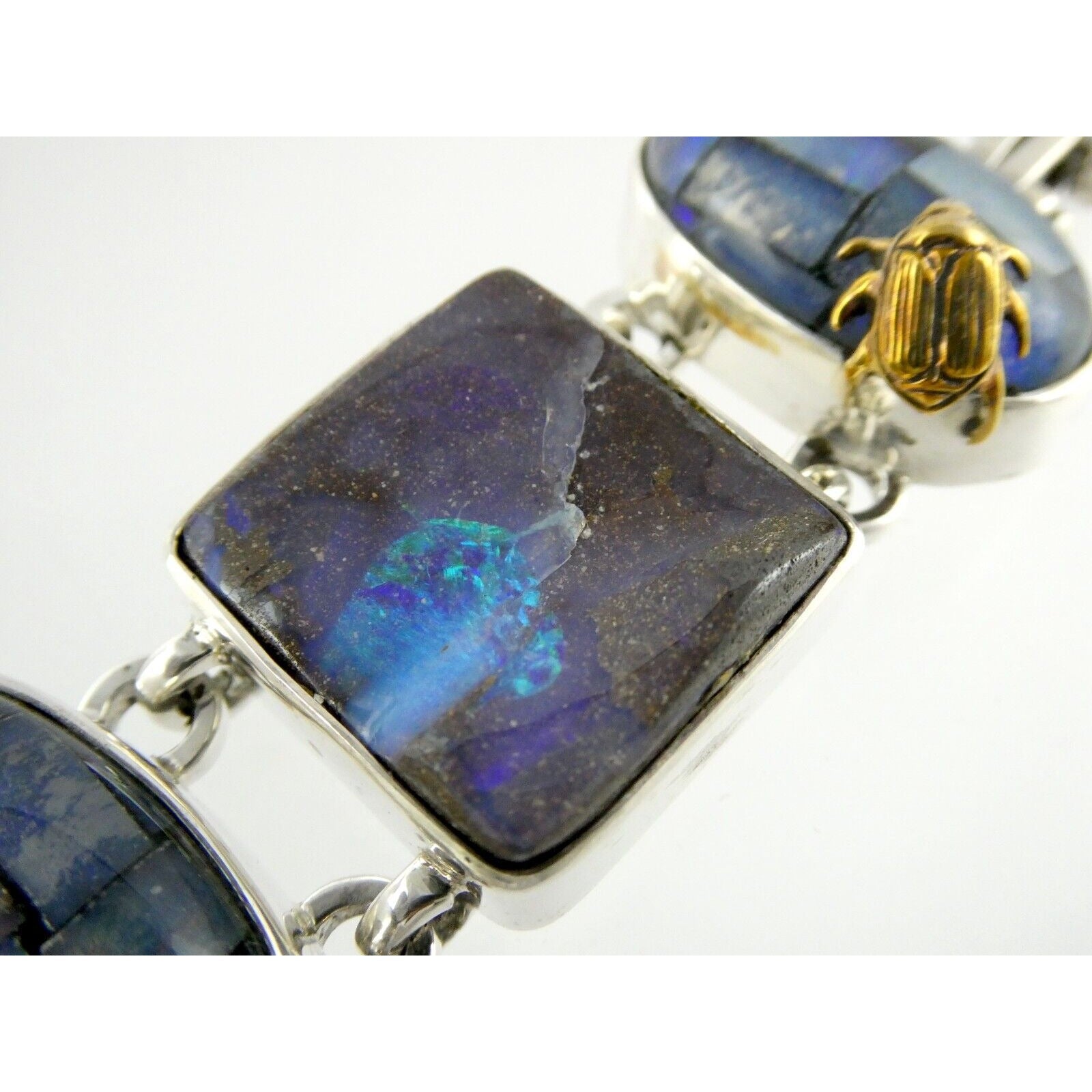 Stephen Dweck One of a Kind Sterling Silver Opal Bracelet 9898 30 6.75 Inch 925
