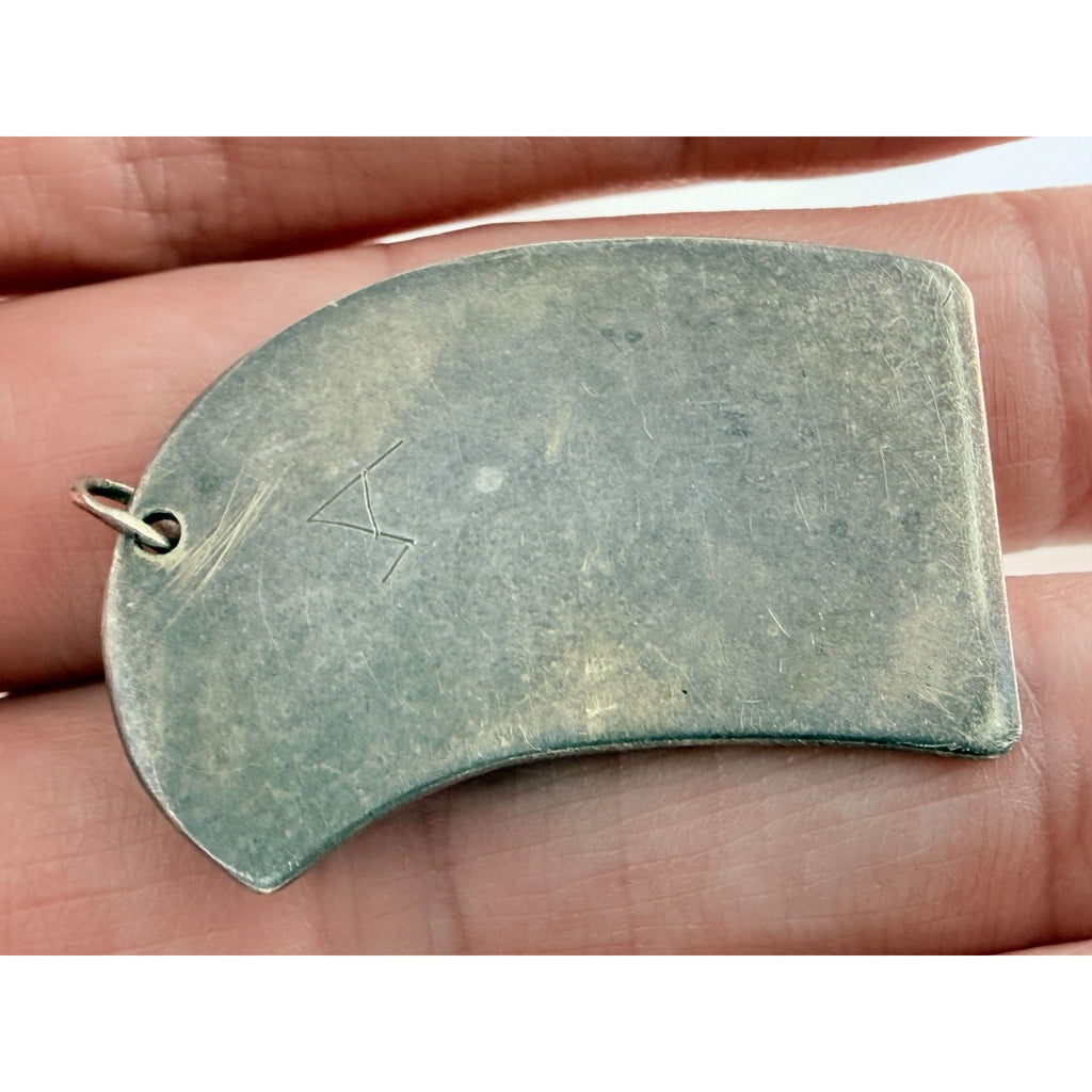Vintage NA Southwestern Signed VA Turquoise Pendant Charm 10g 34mm Total Length