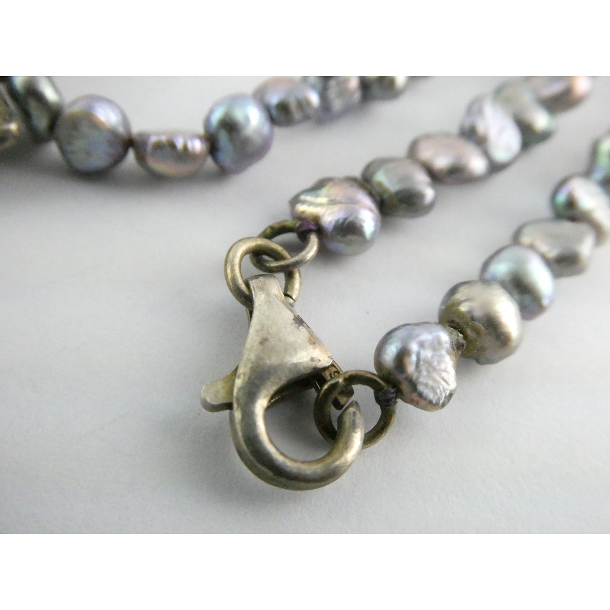 Sterling Silver Cultured Pearl Strand Roman Glass Pendant Necklace 19g 18 Inches