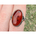 Vintage Polish Sterling Silver Amber Cabochon Ring 925 Size 7.5 Weighs 4.2g 20mm
