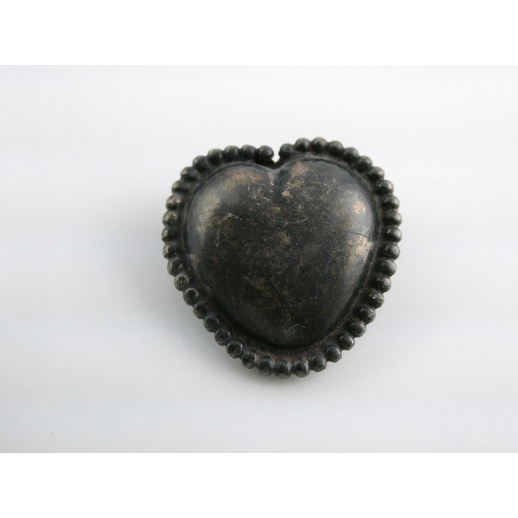 Vintage Sterling Silver Hollow Puffy Heart Pin 4.3g 21mm Length Beaded Edge