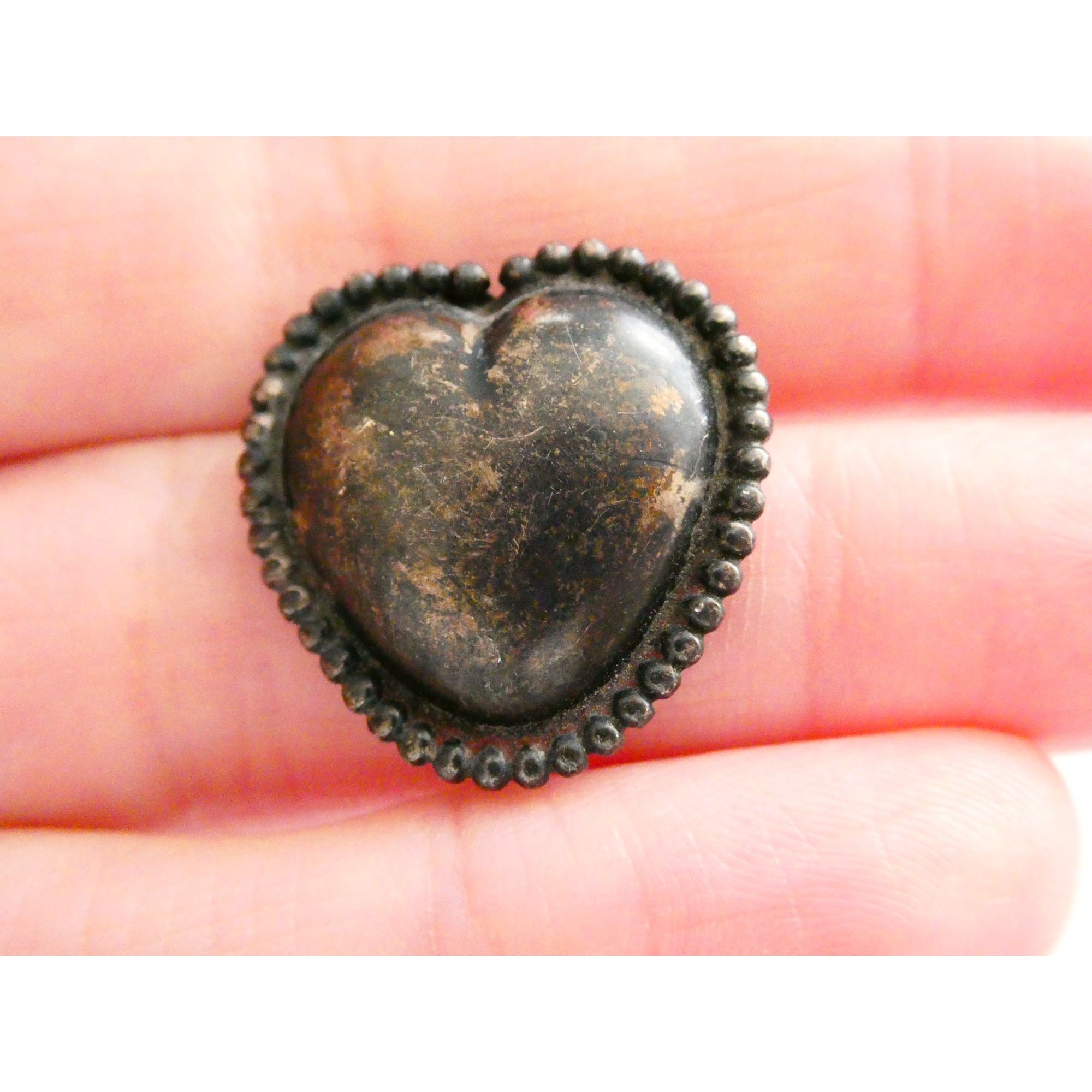 Vintage Sterling Silver Hollow Puffy Heart Pin 4.3g 21mm Length Beaded Edge