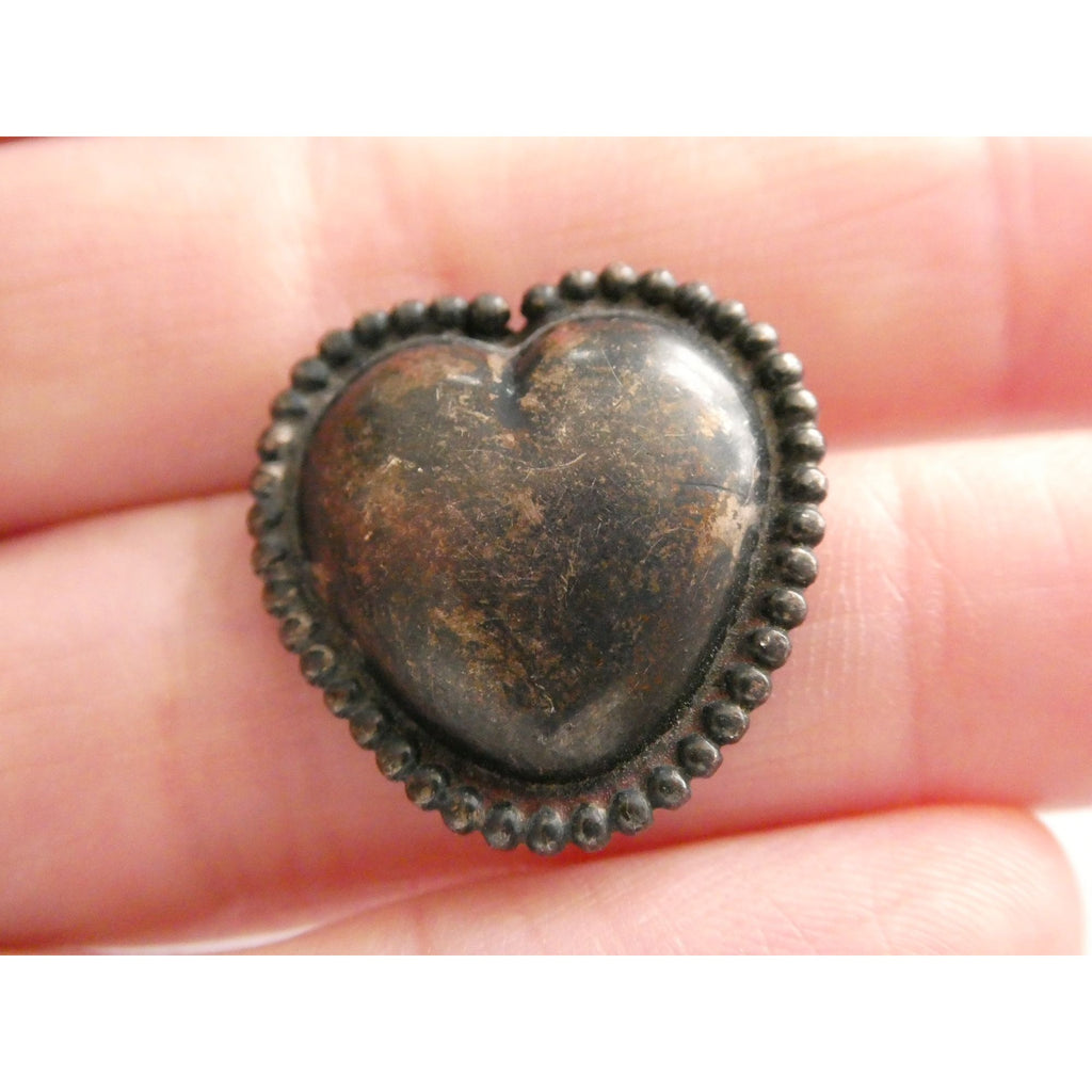 Vintage Sterling Silver Hollow Puffy Heart Pin 4.3g 21mm Length Beaded Edge