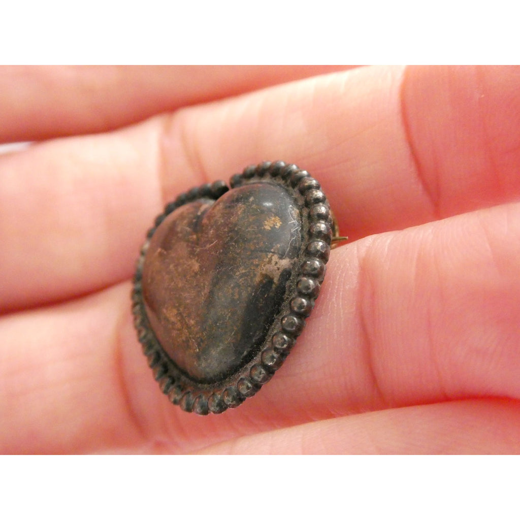 Vintage Sterling Silver Hollow Puffy Heart Pin 4.3g 21mm Length Beaded Edge