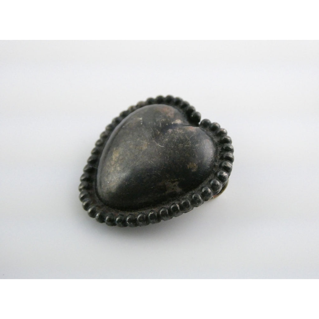 Vintage Sterling Silver Hollow Puffy Heart Pin 4.3g 21mm Length Beaded Edge