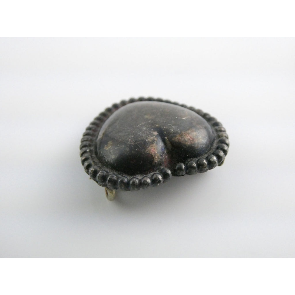 Vintage Sterling Silver Hollow Puffy Heart Pin 4.3g 21mm Length Beaded Edge