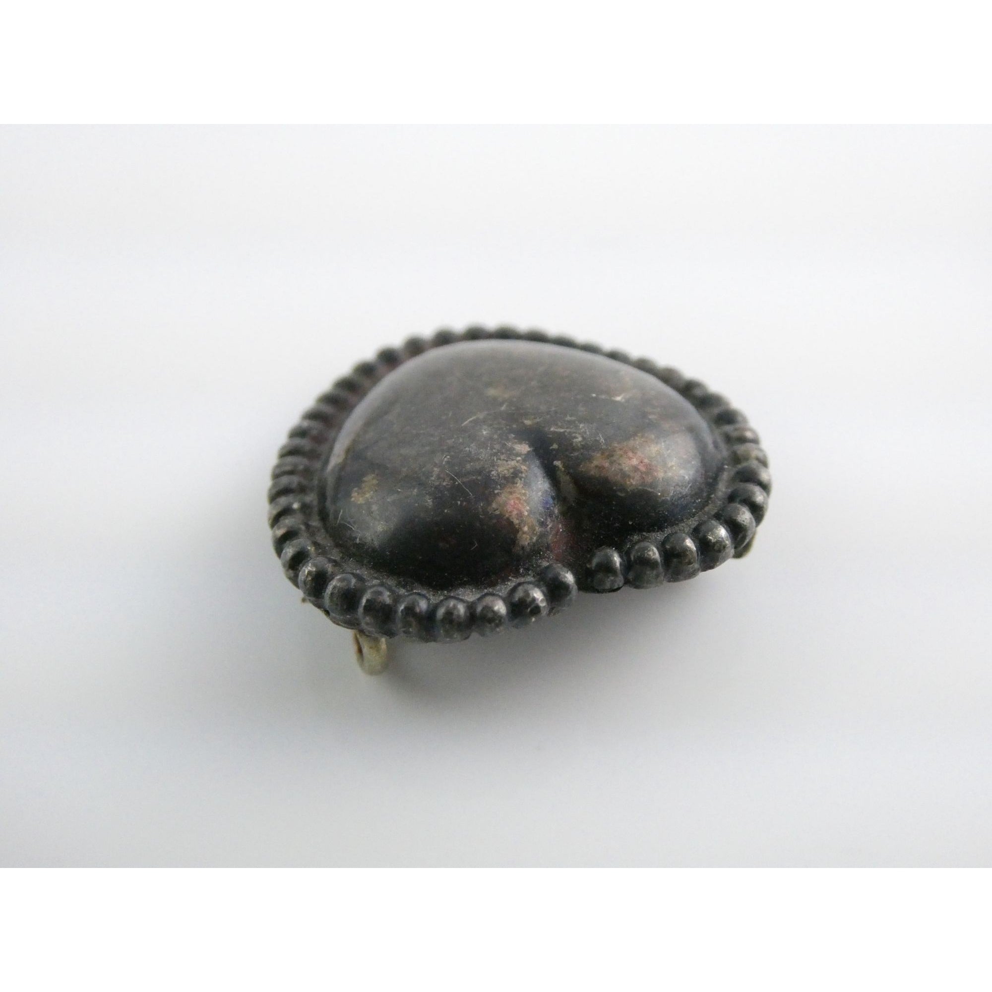 Vintage Sterling Silver Hollow Puffy Heart Pin 4.3g 21mm Length Beaded Edge