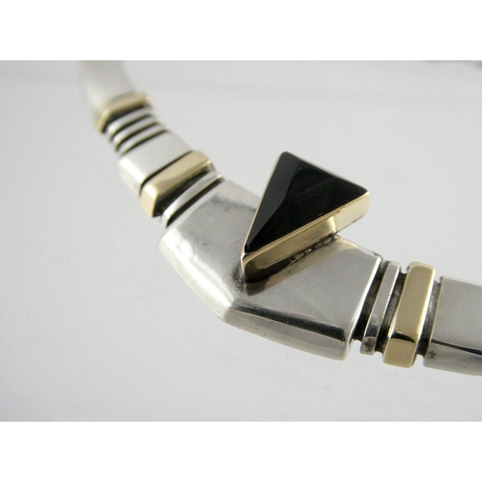 Nusie Belon NA Navajo Sterling Silver 14k Yellow Gold Black Onyx Necklace 925