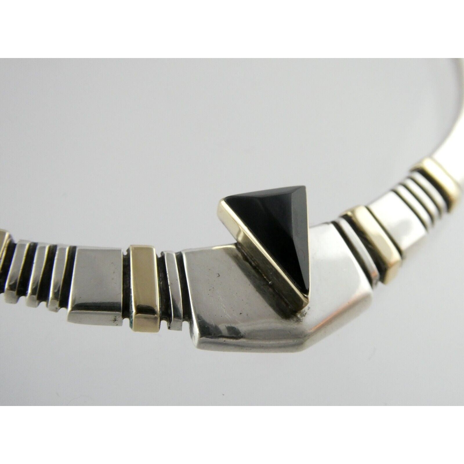 Nusie Belon NA Navajo Sterling Silver 14k Yellow Gold Black Onyx Necklace 925