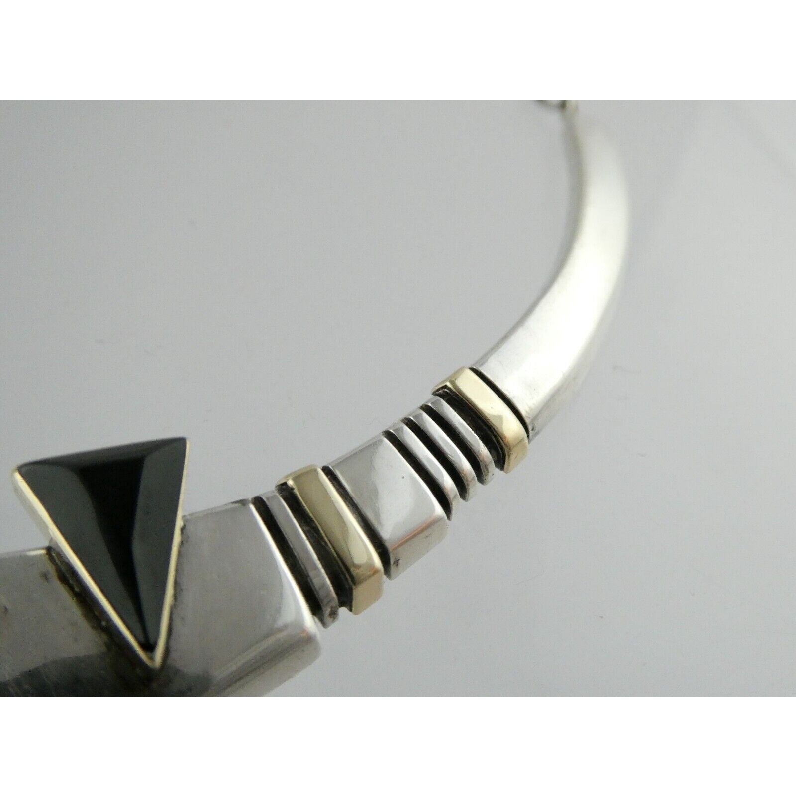 Nusie Belon NA Navajo Sterling Silver 14k Yellow Gold Black Onyx Necklace 925