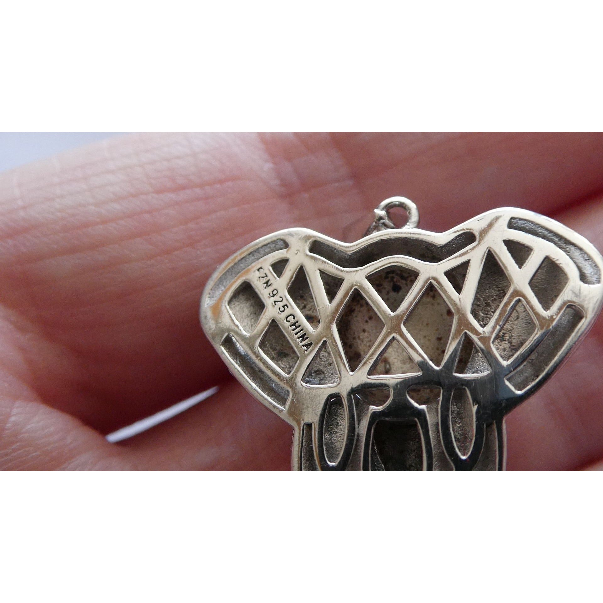 FZN Designer Sterling Silver Enamel Colorful Elephant Pendant 7.1g 37mm Length