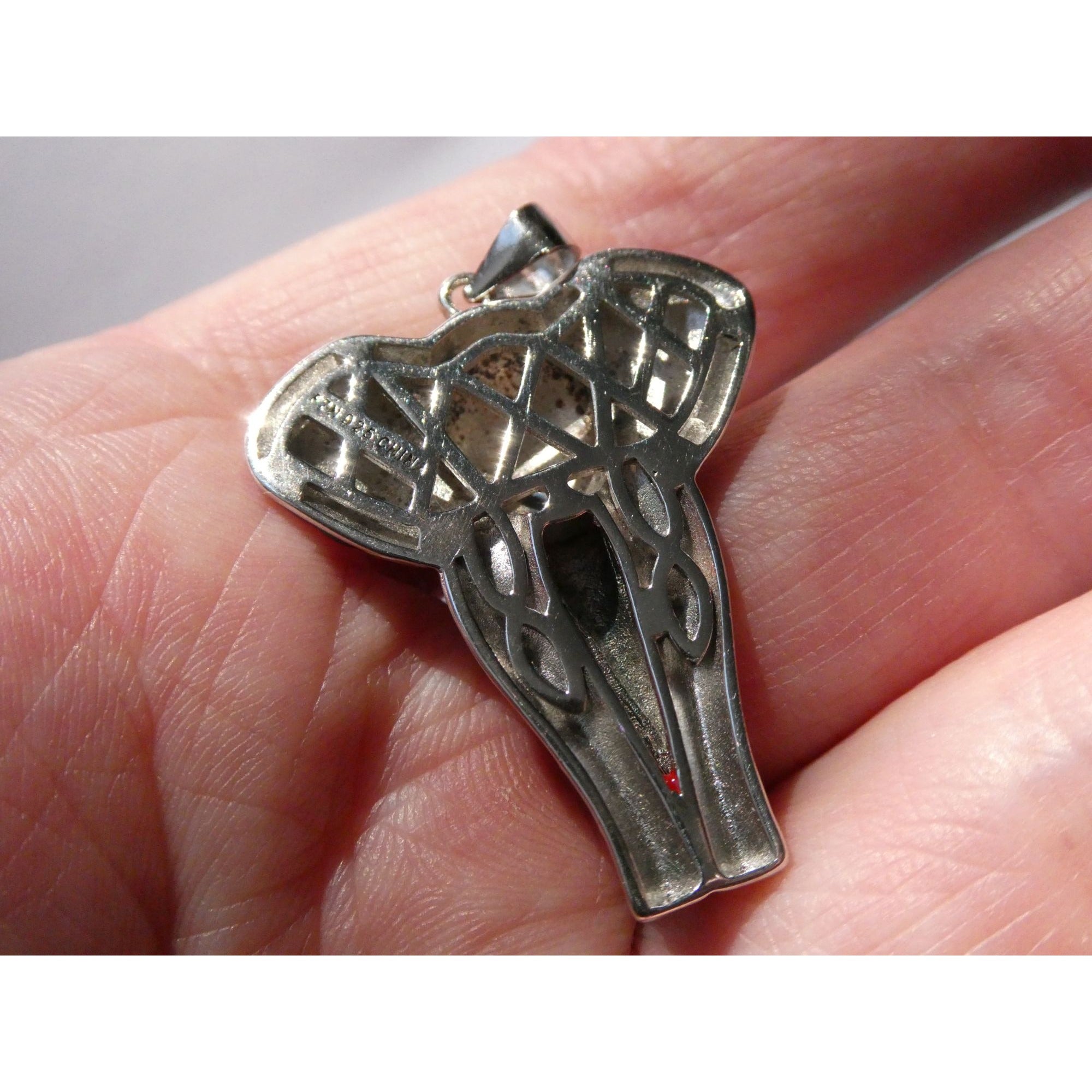 FZN Designer Sterling Silver Enamel Colorful Elephant Pendant 7.1g 37mm Length