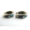 C Willie D Rosales Sterling Silver Opal Spiderweb Turquoise Onyx Earrings .75 In