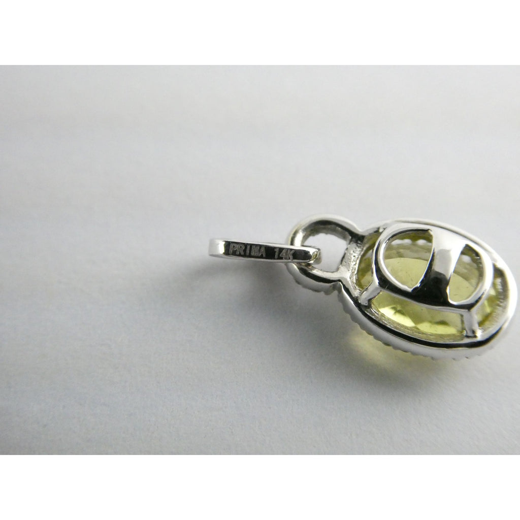 Prima New York 14k White Gold Natural Diamond Halo Citrine Pendant 1.4g .75 Inch