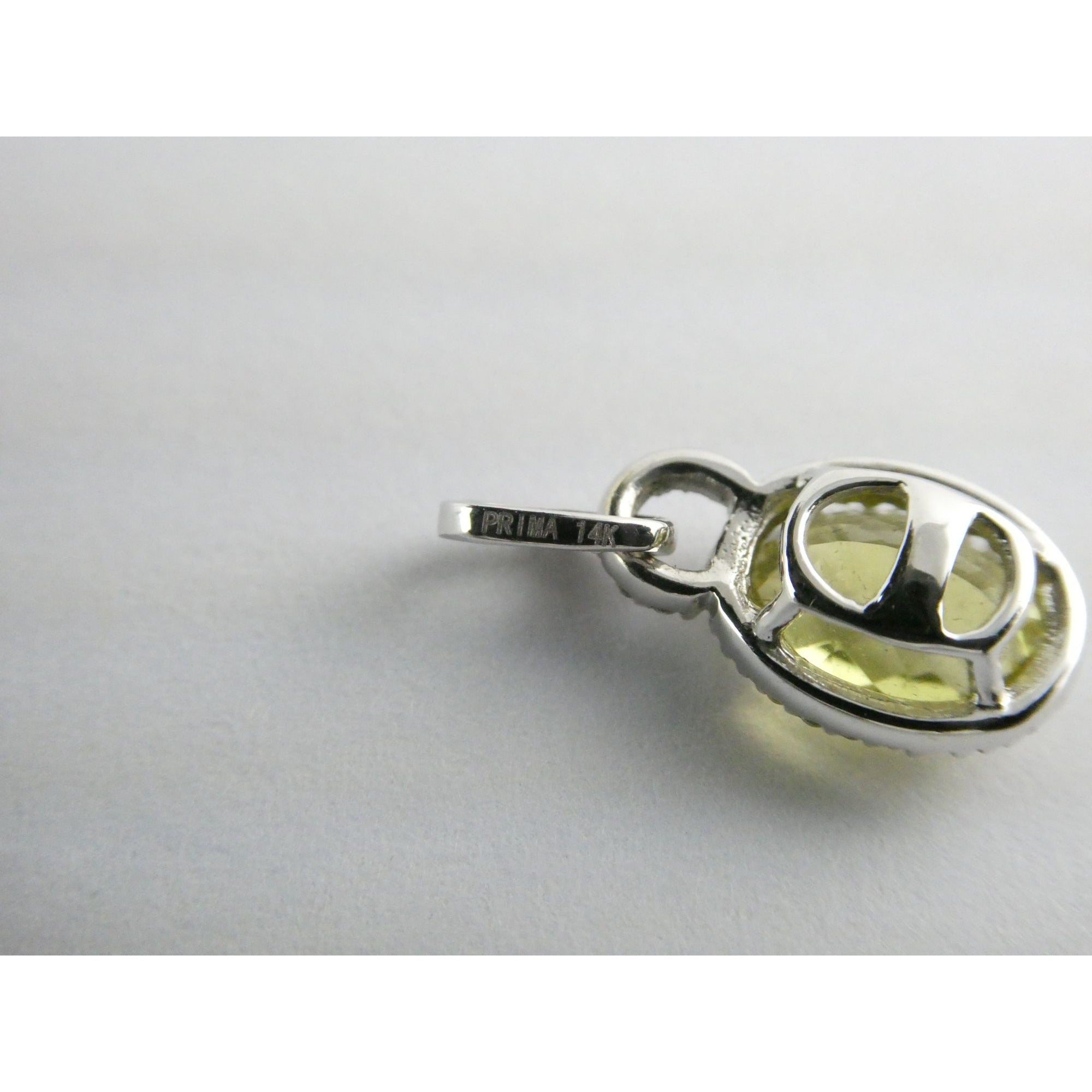 Prima New York 14k White Gold Natural Diamond Halo Citrine Pendant 1.4g .75 Inch