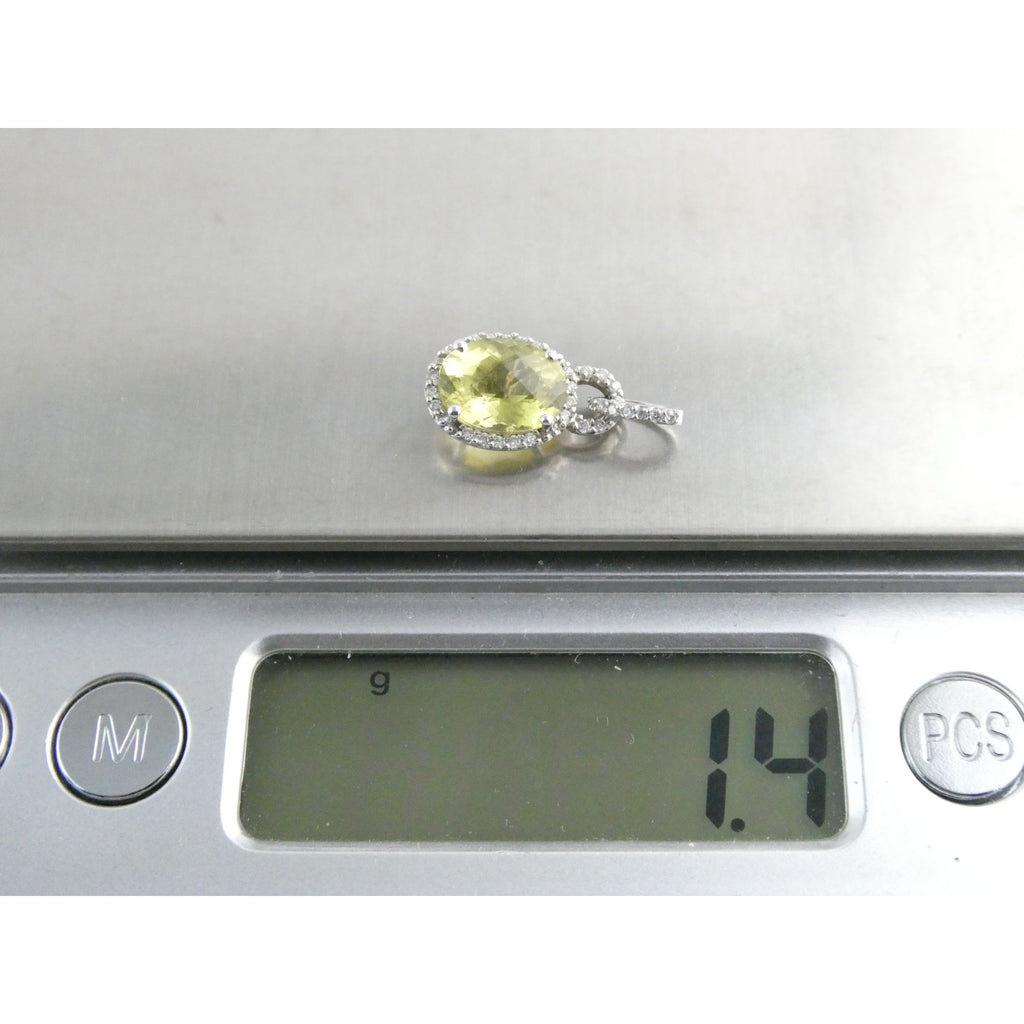 Prima New York 14k White Gold Natural Diamond Halo Citrine Pendant 1.4g .75 Inch