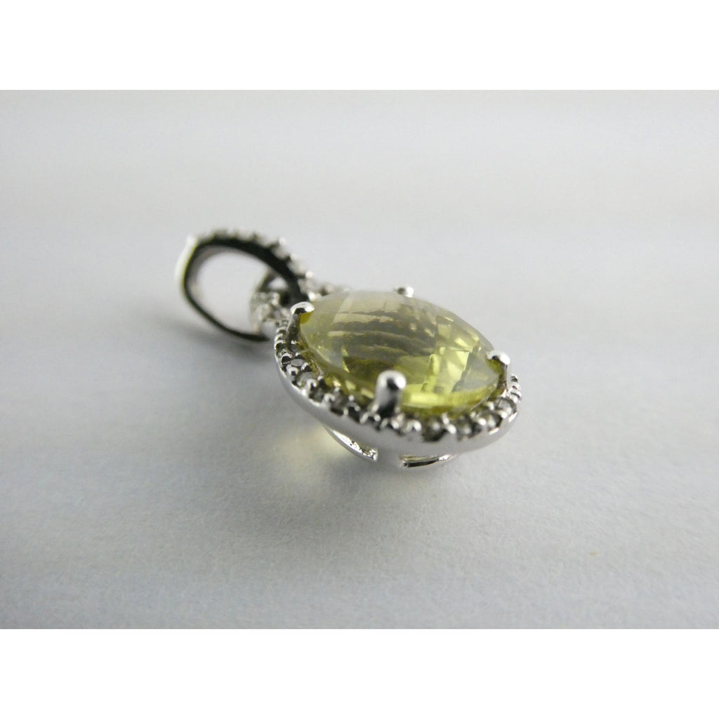 Prima New York 14k White Gold Natural Diamond Halo Citrine Pendant 1.4g .75 Inch