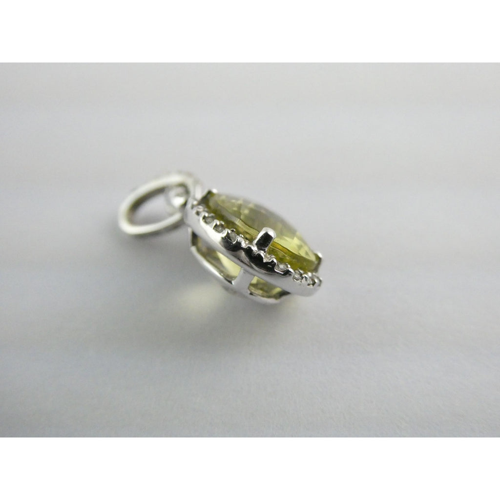 Prima New York 14k White Gold Natural Diamond Halo Citrine Pendant 1.4g .75 Inch