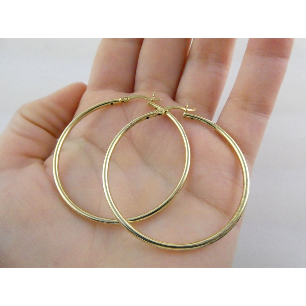 Gilt Sterling Silver Hoop Earrings 925 4.4g 44mm Diameter