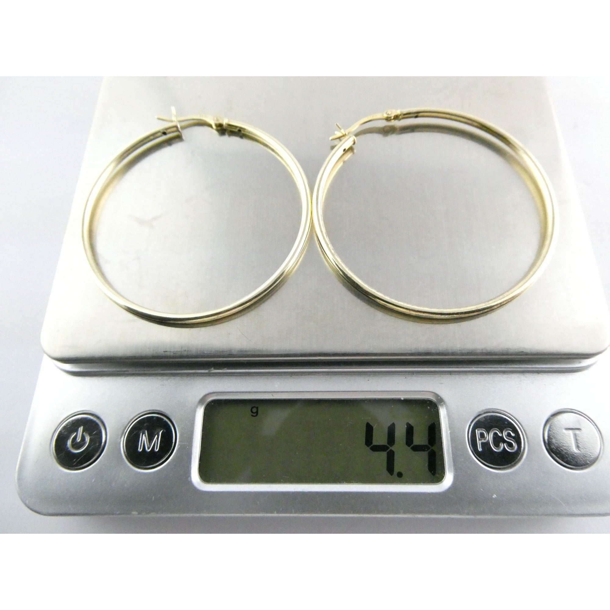 Gilt Sterling Silver Hoop Earrings 925 4.4g 44mm Diameter
