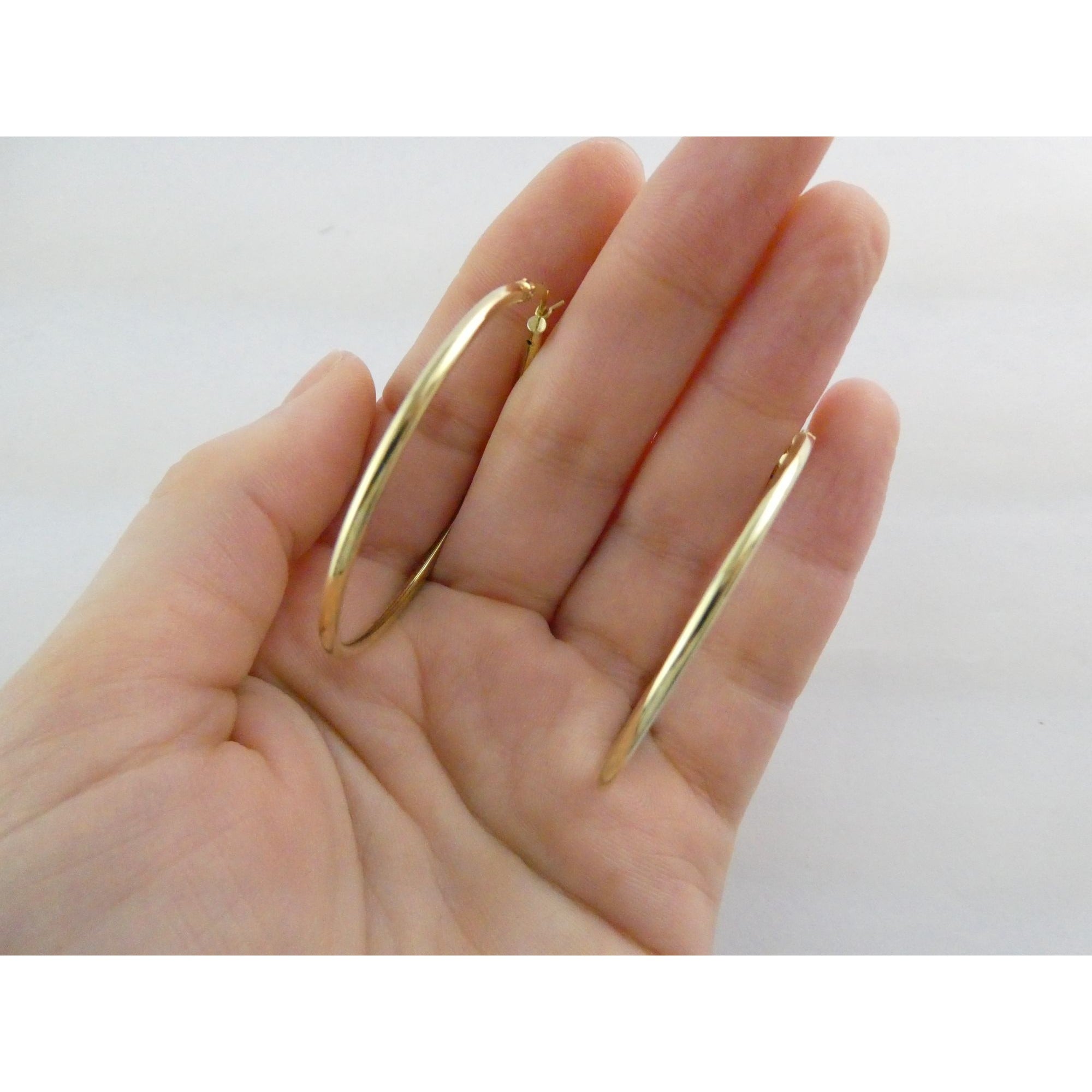 Gilt Sterling Silver Hoop Earrings 925 4.4g 44mm Diameter