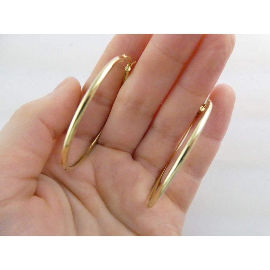 Gilt Sterling Silver Hoop Earrings 925 4.4g 44mm Diameter